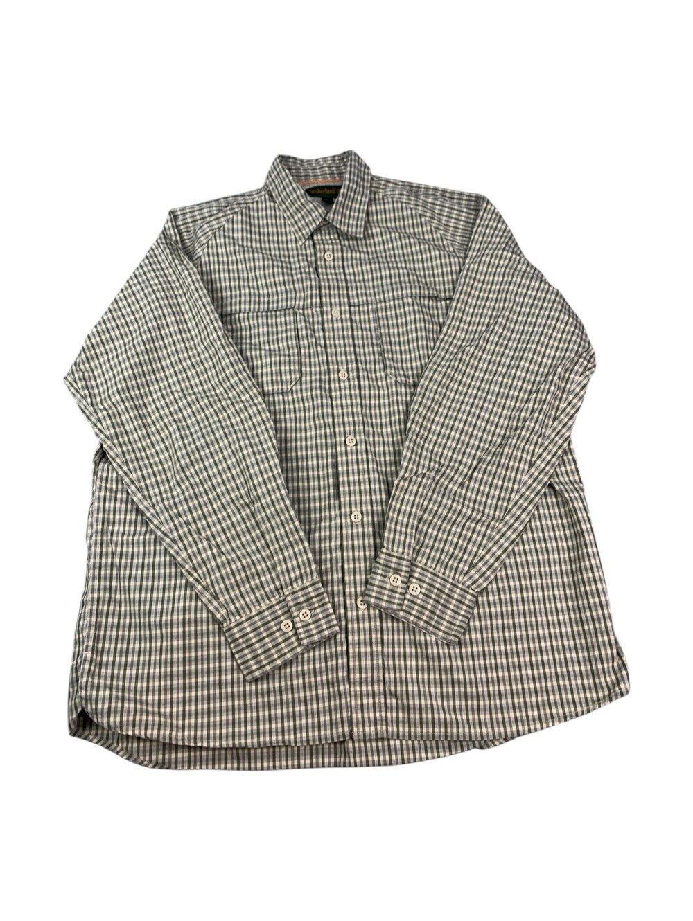 Timberland Men's Long Sleeve Button Down Shirt, Brown Check, Size Large
